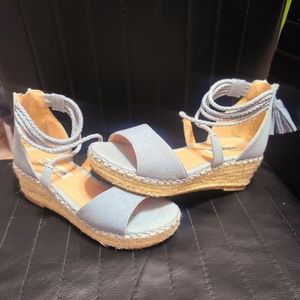 Steve Madden Denim Espadrille Wedge Sandals